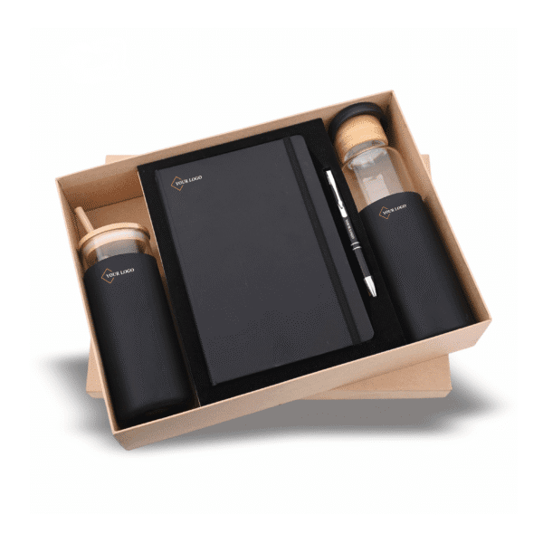 Elegant Black & Bamboo Gift Set – 4-Piece Minimalist Combo