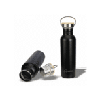 Black Stainless Steel Bottle with Wooden Lid