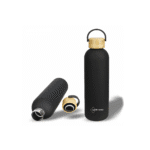 Matte Black Bottle with Bamboo Lid