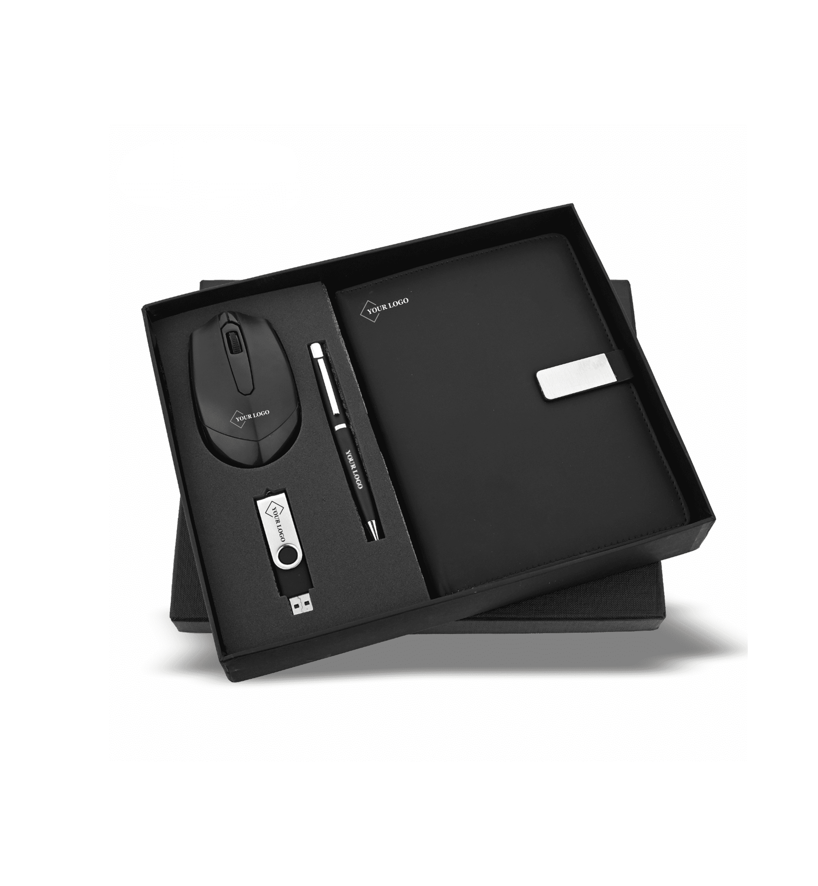 Black Series Corporate Gifting Kit – Notebook, Mouse, USB & Pen