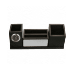 Multifunction Wooden Desk Organizer with Clock