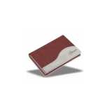 Leather Card Holder with Brushed Steel Wave Design