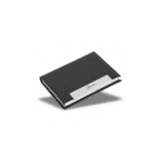 Executive Black Leather Card Holder with Metallic Accent