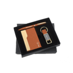 Classic Brown Corporate Gift Set – Card Holder, Pen & Keychain